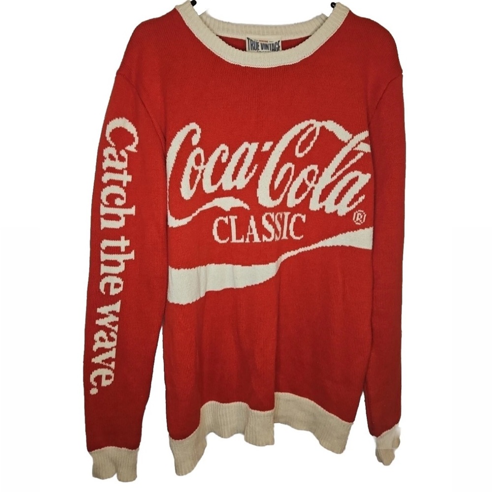True Vintage Coca Cola Sweater Red Classic Catch The Wave